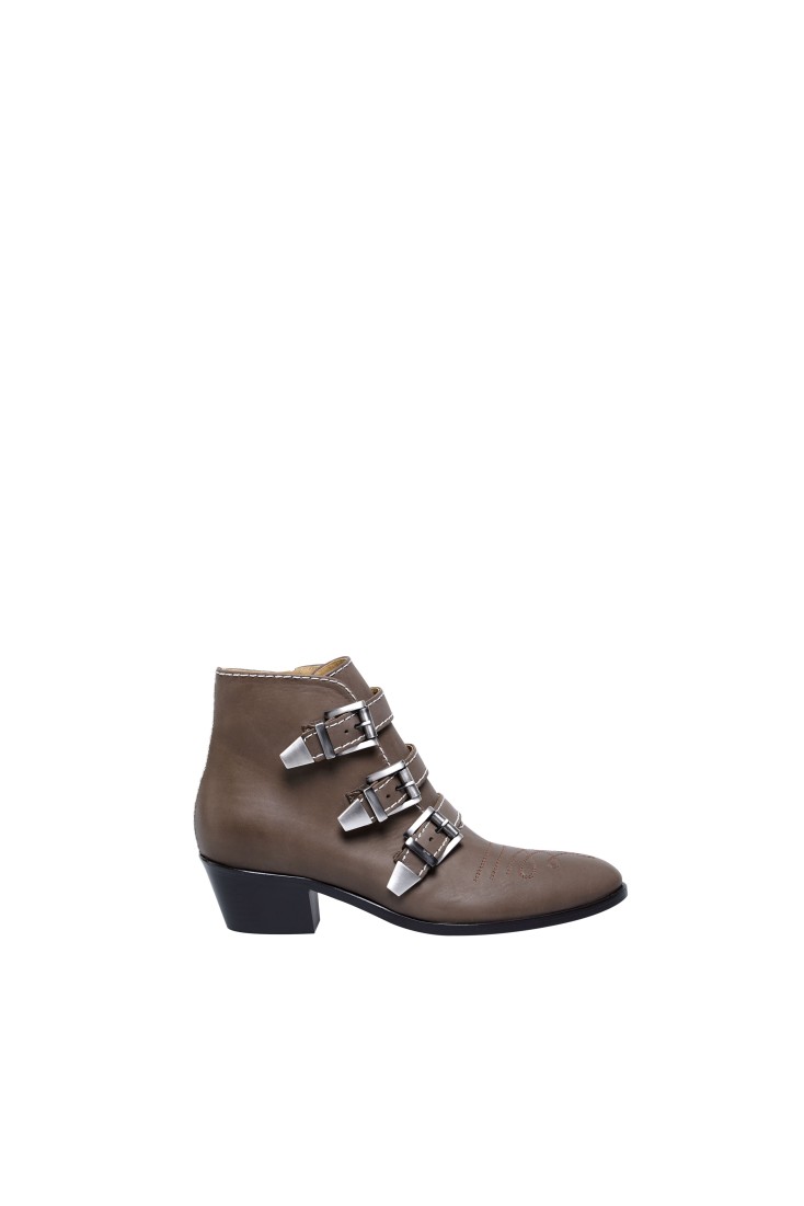 Buckle Leather Booties for Women