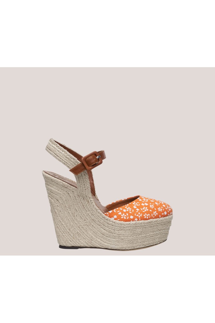 orange wedge heel shoes